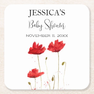 Mohnblumen Mohn Baby Shower Wildblumen Mädchen Rechteckiger Pappuntersetzer
