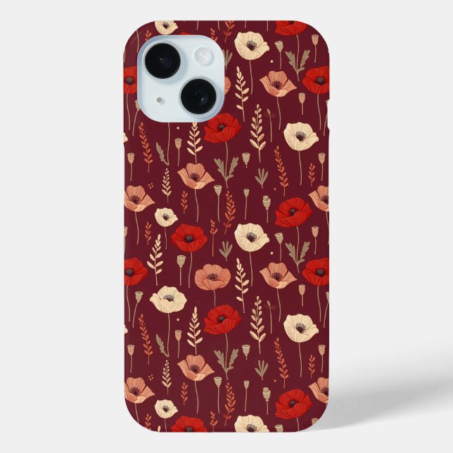 Mohnblumen-Muster Case-Mate iPhone Hülle (Rückseite)