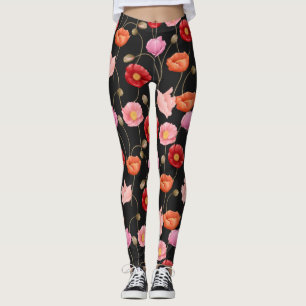 Mohnblumen-Muster Leggings