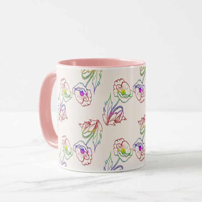 Mohnblumen-Muster. Mohn. Tasse (Vorderseite Links)