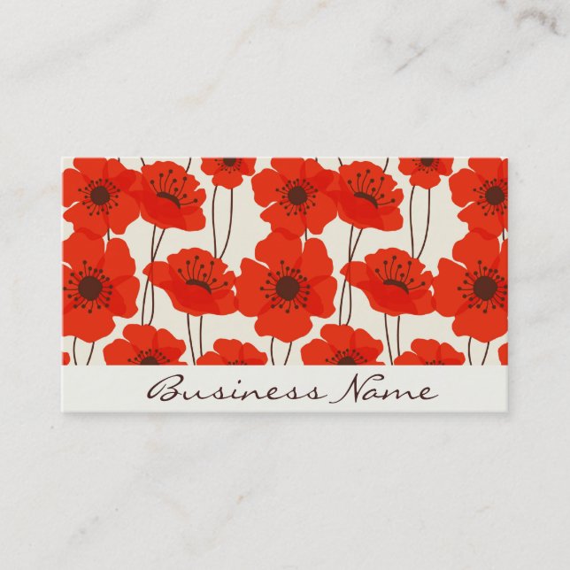 Mohnblumen-Muster-Visitenkarte Visitenkarte (Vorderseite)