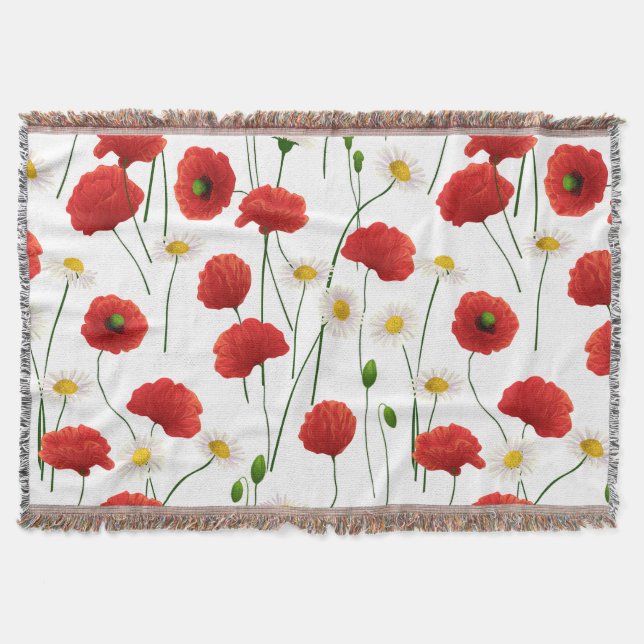 Mohnblumen und Gänseblümchen Decke (Vorderseite)