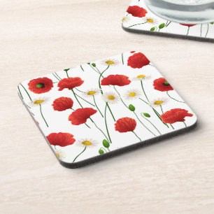 Mohnblumen und Gänseblümchen Getränkeuntersetzer