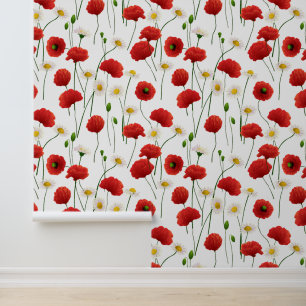 Mohnblumen und Gänseblümchen Tapete