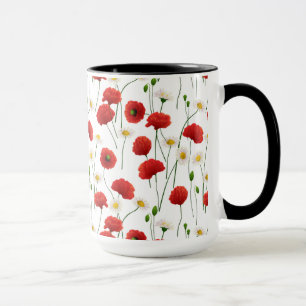 Mohnblumen und Gänseblümchen Tasse