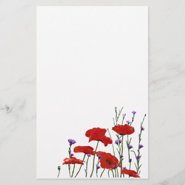 Mohnblumen und Junggeselle-Knöpfe Briefpapier (Vorderseite)