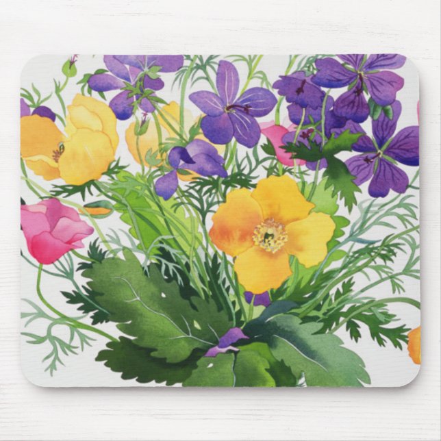 Mohnblumen und Pelargonien Mousepad (Vorne)