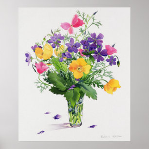 Mohnblumen und Pelargonien Poster