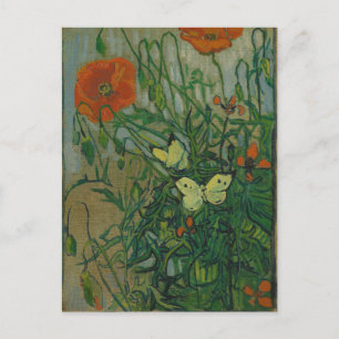 Mohnblumen und Schmetterlinge von Vincent Van Gogh Postkarte