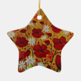 Mohnblumen-Wiese, rote Blumen Keramik Ornament