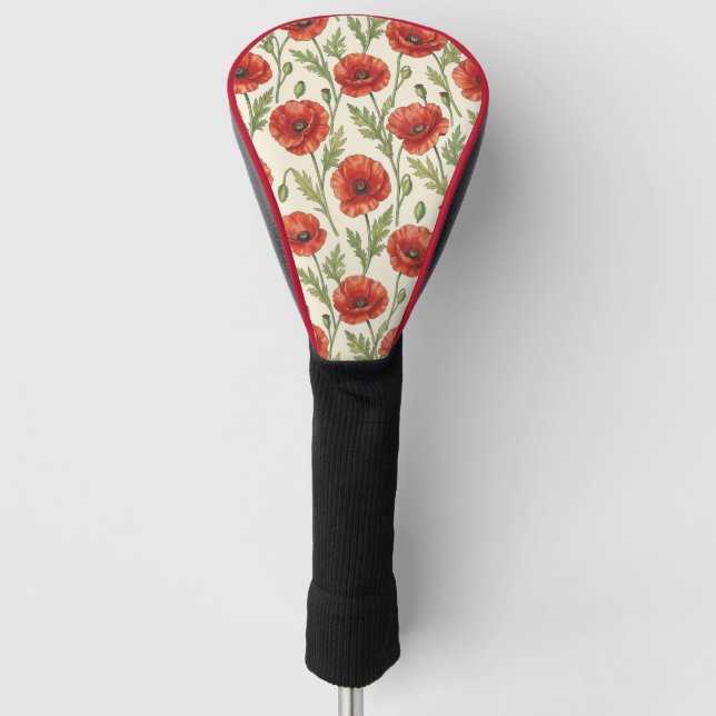Mohnblumenmuster Golf Headcover (Vorderseite)