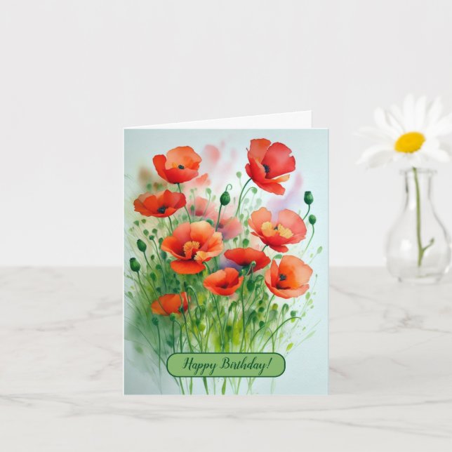 Mohnblumenwiese, Aquarell -  Karte (Kleine Pflanze)