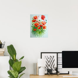 Mohnblumenwiese, Aquarell -  Poster
