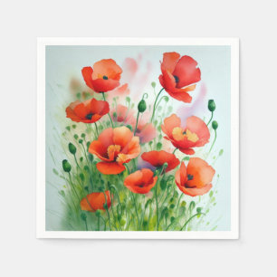 Mohnblumenwiese, Aquarell - Serviette