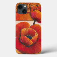 Mohnblüte auf Tan und Orange Hintergrund