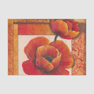 Mohnblüte auf Tan und Orange Hintergrund Seidenpapier