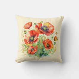 Mohnblüte Blume Hübsche Wildblumen Rote Pflaumen Kissen