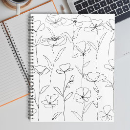 Mohnblüte Schwarz-Weiß-Minimalistische Wildblume Planer