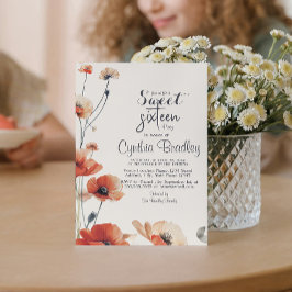 Mohnblüte und Süße 16 Geburtstagsparty Einladung