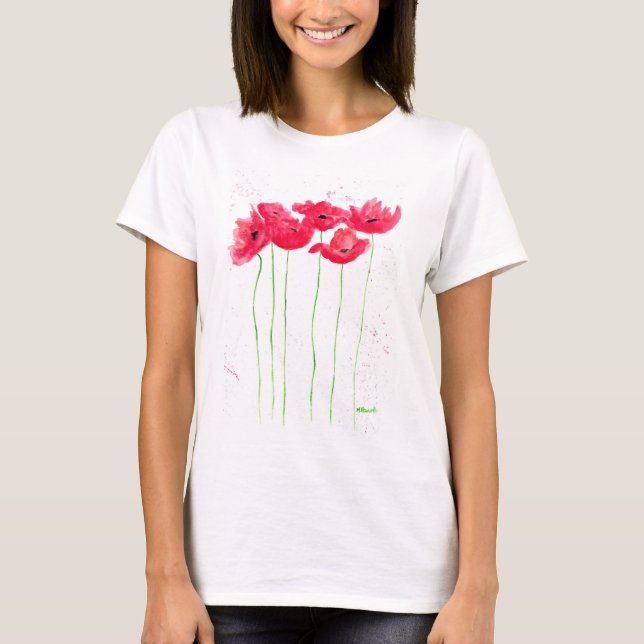 Mohnblüten Blume Aquarell Chic T - Shirt (Vorderseite)