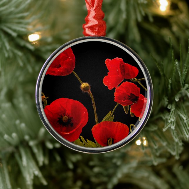 Mohnblütenblume Rote Blume Niedlich Ornament Aus Metall (Baum)