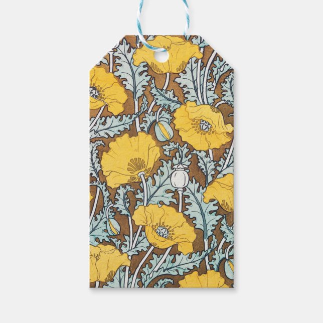 Mohndarstellung, gelbe Blume Geschenkanhänger (Vorderseite)