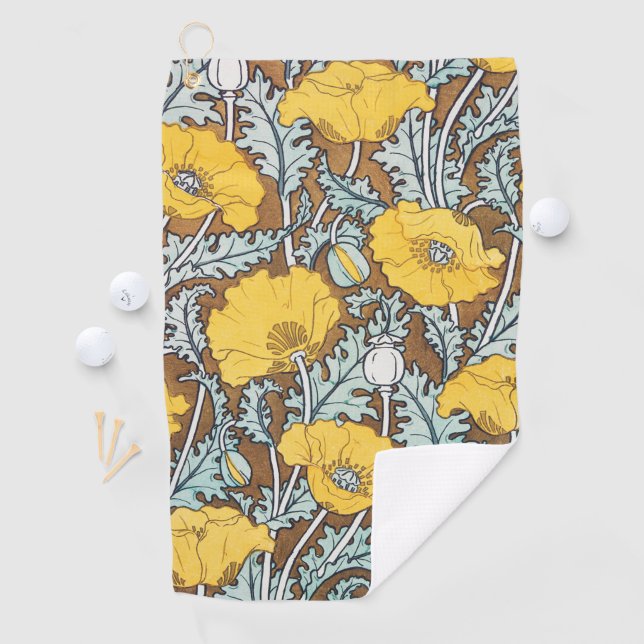 Mohndarstellung, gelbe Blume Golfhandtuch (Insitu)