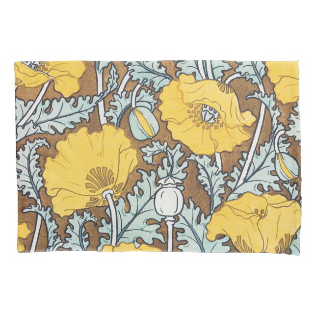 Mohndarstellung, gelbe Blume Kissenbezug (Vorderseite)