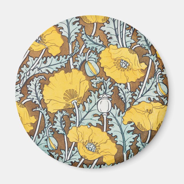 Mohndarstellung, gelbe Blume Magnet (Vorne)