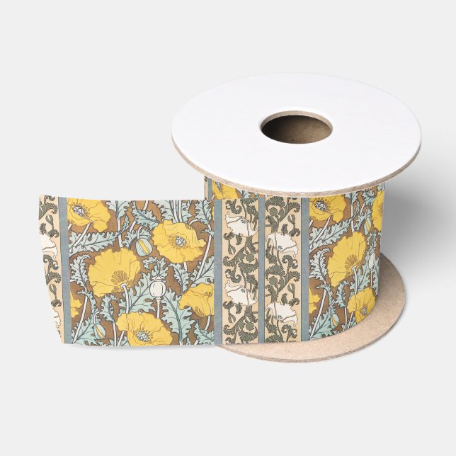 Mohndarstellung, gelbe Blume Satinband (Spule)