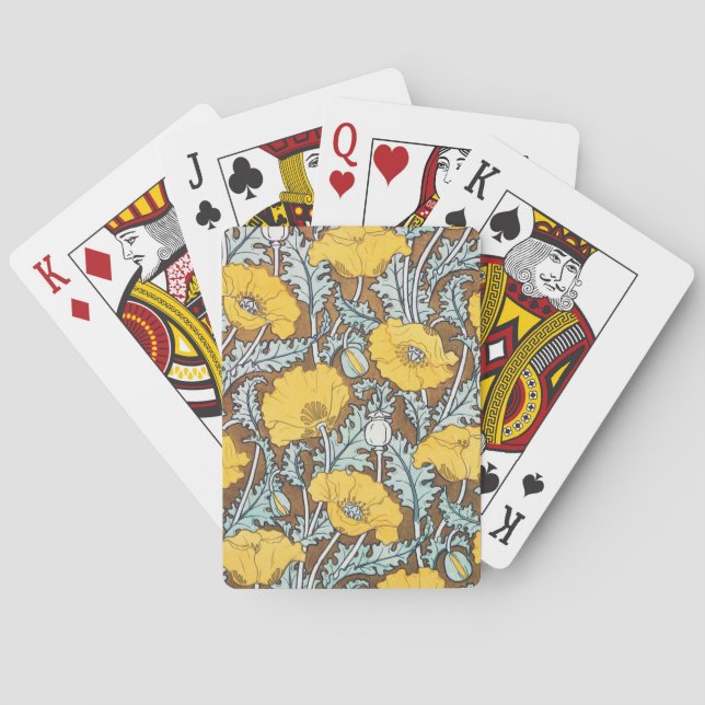 Mohndarstellung, gelbe Blume Spielkarten (Rückseite)