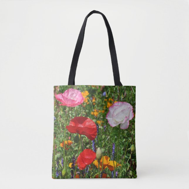 Mohnfarben-Blume Tasche (Vorderseite)