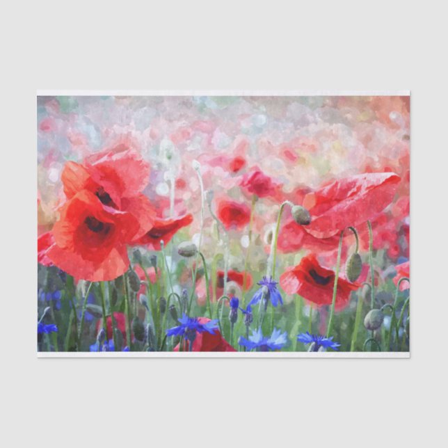 Mohnfarben-Dekoupage für Blume Seidenpapier (Vorderseite)