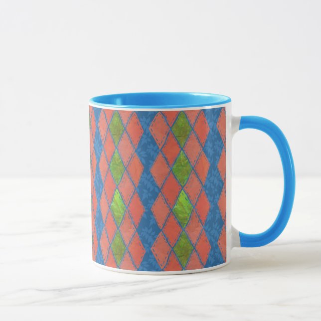 Mohnfarben Imitate-Flickwerk Ringer Kaffeemaschine Tasse (Rechts)