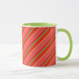 Mohnfarben Snazzy Streifen Ringer Tasse