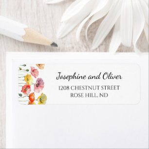 Mohnfarbene Blume Hochzeitsaufkleber