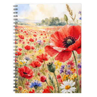 Mohnfeld - Aquarell Mohn Notizblock