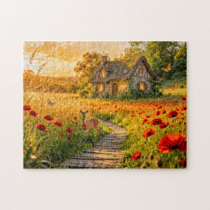 Mohnfeld Cottage mit Holzpfad