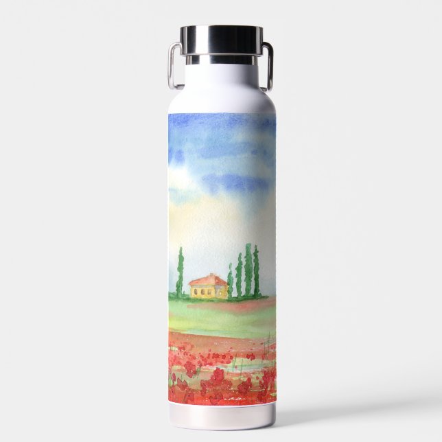 Mohnfeld in der Toskana Trinkflasche (Vorne)