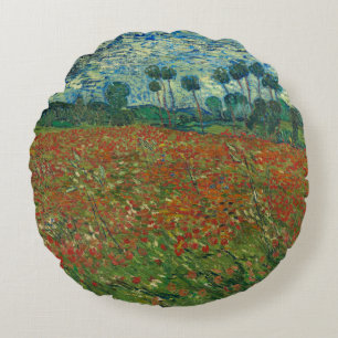 Mohnfeld - Vincent van Gogh Rundes Kissen