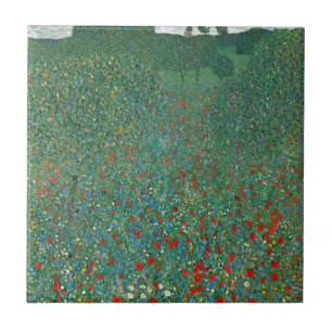 Mohnfeld von Gustav Klimt, Vintage Art Nouveau Fliese