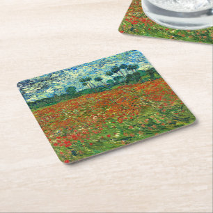 Mohnfeld von Vincent Van Gogh  Rechteckiger Pappuntersetzer