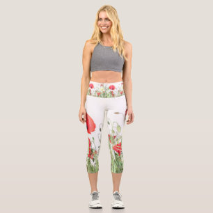 Mohnfelder Blume Sonnenblumen Herz Capri Leggings