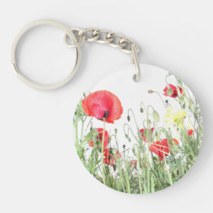 Mohnfelder Blume Sonnenblumen Herz Schlüsselanhänger