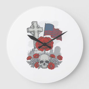 Mohnflaggenkreuz zum Gedenken an die Gefallenen Vi Große Wanduhr