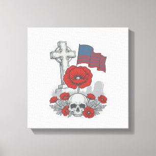 Mohnflaggenkreuz zum Gedenken an die Veteranen Vin Leinwanddruck