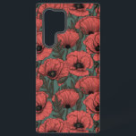 Mohngarten in Korallen, Braun und Pinienwäldern Samsung Galaxy Hülle<br><div class="desc">Vektormuster aus handgezeichnet Mohn.</div>