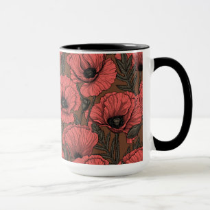 Mohngarten in Korallen und Braun Tasse