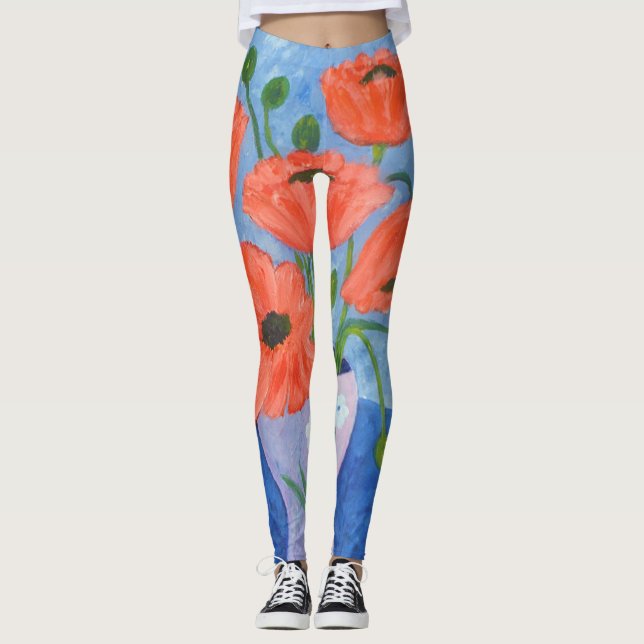 Mohnmalerei Leggings (Vorderseite)