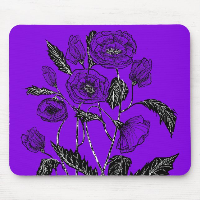 Mohnmaus Blume - Lila Mousepad (Vorne)